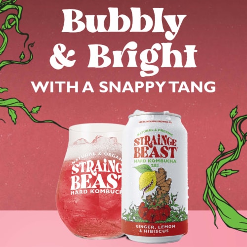 Strainge Beast Ginger Lemon & Hibiscus Hard Kombucha Perspective: top