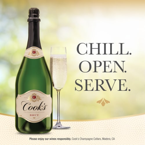 Cook's California Champagne Brut White Sparkling Wine Perspective: top