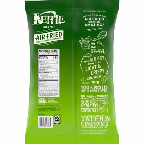 Kettle Brand Potato Chips, Air Fried Jalapeno Kettle Chips, 11.25 Ounce Party Size Bag Perspective: top