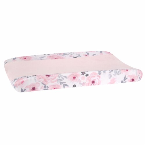 Bedtime Originals Blossom Watercolor Floral Changing Pad Cover - Pink/Gray Perspective: top