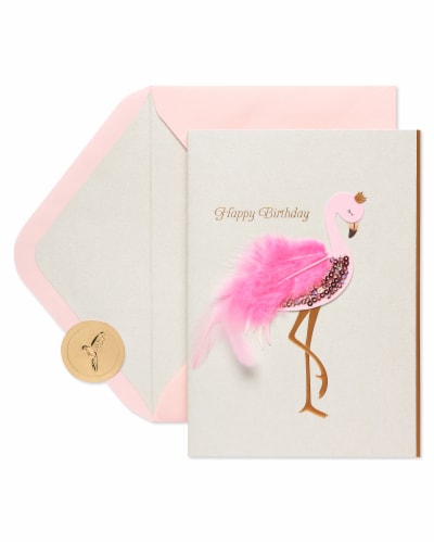 Papyrus Birthday Card (Flamingo) Perspective: top
