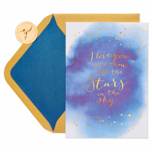 Papyrus Romantic Anniversary Card (Stars) Perspective: top