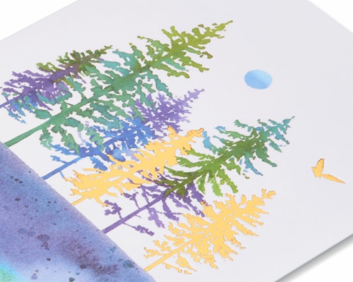 Papyrus Blank Thinking of You Card (Watercolor Trees) Perspective: top
