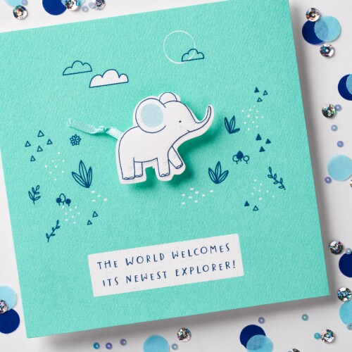 American Greetings Baby Boy Card (Elephant) Perspective: top