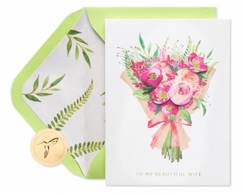 Papyrus Valentine’s Day Card for Wife (Rose Bouquet) Perspective: top