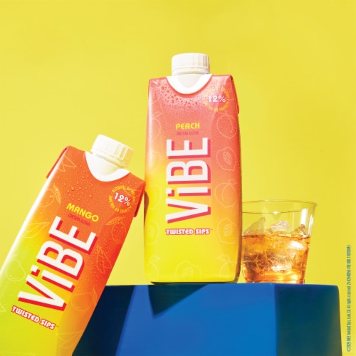 ViBE Twisted Sips Peach Ready to Drink Wine Cocktail Perspective: top