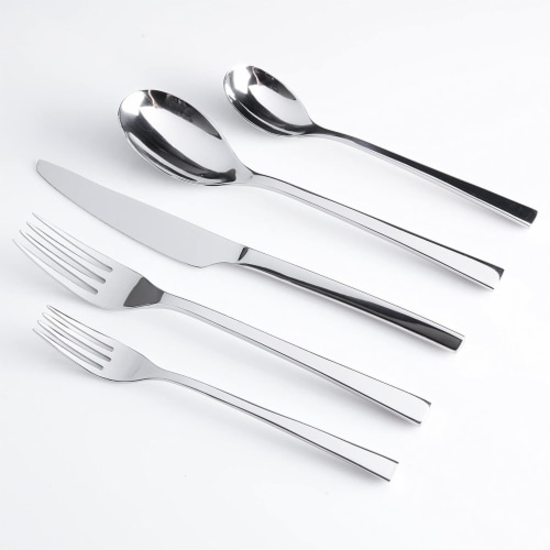 Gibson Elite Sparland Forged Stainless Steel Flatware Silverware Set, 20 Piece Perspective: top