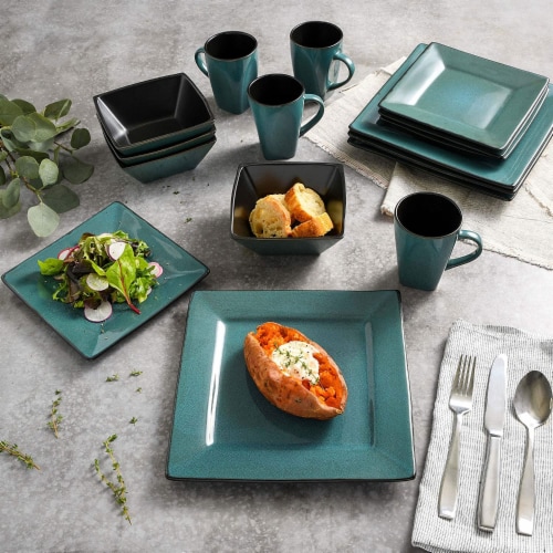 Gibson Elite Kiesling Dinnerware Set - Turquoise Perspective: top