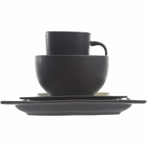 Gibson Elite Ocean Paradise 16Pc Square Glazed Dinnerware Kitchen Dish Set, Jade Perspective: top