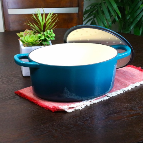 Gibson 7 qt Crock Pot Dutch Oven, Teal Perspective: top