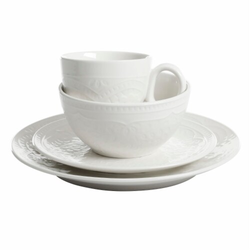 Gibson Elite Alemany 16 Piece Dinnerware Set White Service for 4 16pcs Fry s Food Stores
