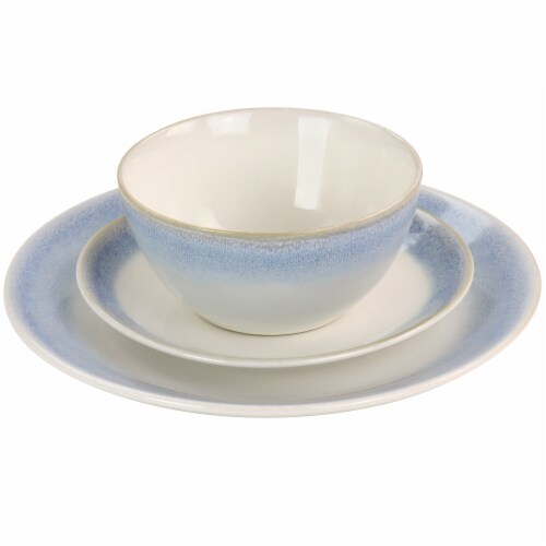 Martha Stewart White & BlueReactive Dinnerware Set Perspective: top