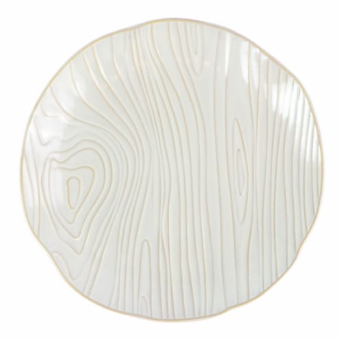 Martha Stewart Wood Pattern White Stoneware Dinner Plate Set Perspective: top