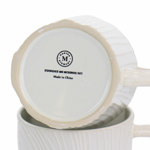 Martha Stewart Wood Pattern Stoneware Mug Set - White - 6 Pack Perspective: top
