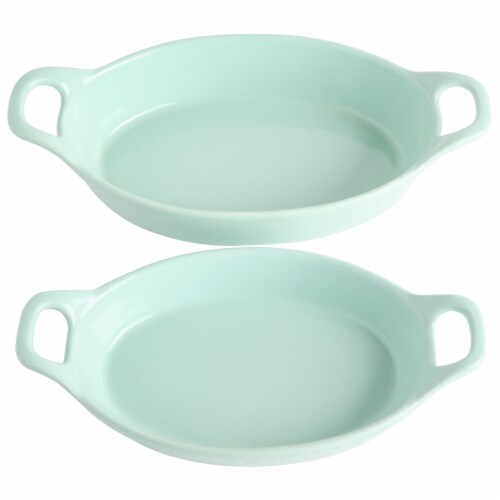 Martha Stewart Mint Oval Stoneware Baker Set with Handles Perspective: top