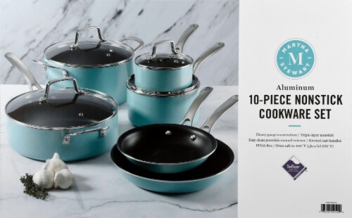 Martha Stewart Enamel Martha Blue Cookware Set Perspective: top