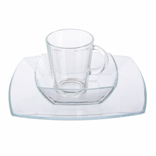 Gibson Soho Lounge Square 12 Piece Dinnerware Set Clear Glass Service for 4 12pcs Jay C Food Stores