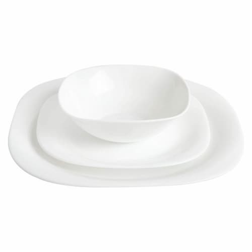Gibson Home Break and Chip Resistant Square Dinnerware Set, Service for 6, Opal Perspective: top