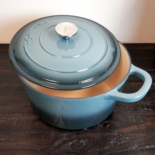 Gibson 7 qt Round Dutch Oven Crock Pot, Grey Perspective: top