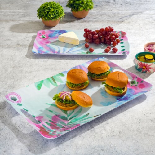 Spice by Tia Mowry Cinnamon Twist 2 Piece Decorated Melamine Serving Trays Perspective: top