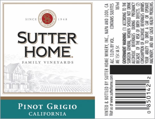 Sutter Home® Pinot Grigio White Wine Perspective: top
