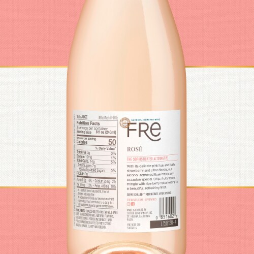 FRE Alcohol-Removed Rosé California Pink Wine 750 ml Perspective: top