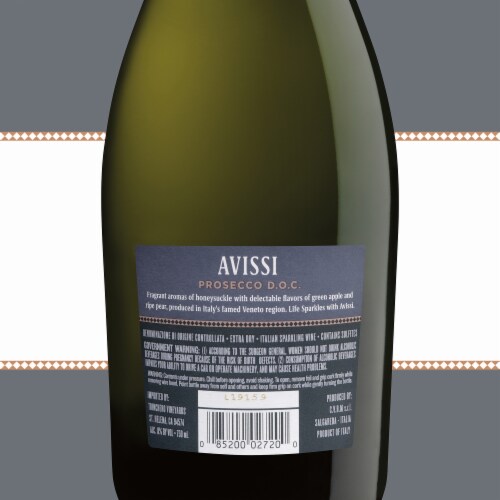 Avissi Prosecco Italy Sparkling White Wine 750 ml Perspective: top