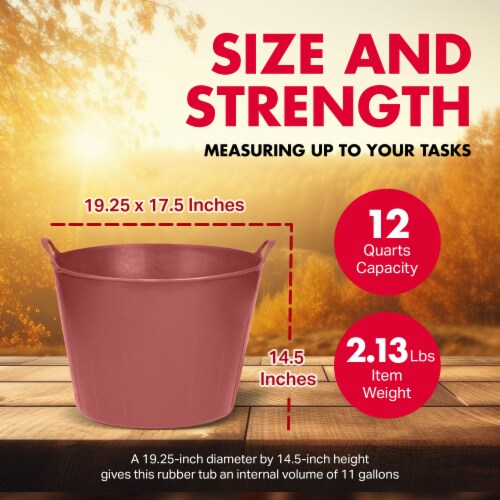 Little Giant 11 Gallon Heavy Duty Farm Bucket Poly/Rubber Flex Tub with Handles Perspective: top