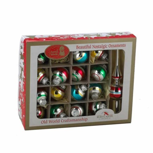 Holiday Ornament Early Years Ball & Tree Topper Glass Mini Stripes Gg1401 Perspective: top