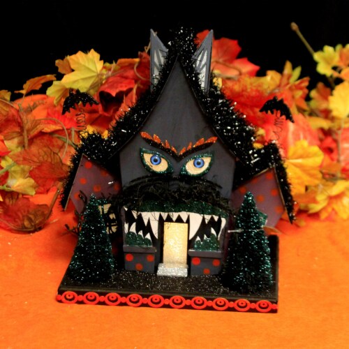 Halloween Monster Light-Up House Paper Fangs Battery Operated Bats Hw1817 Perspective: top