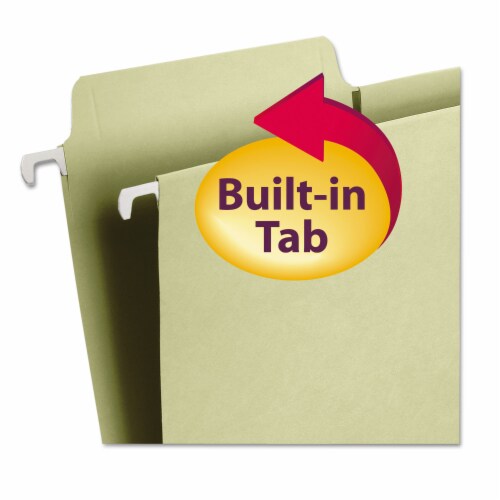 Smead FasTab Hanging File Folders 1/3 Tab Legal Moss Green 20/Box 64083 Perspective: top