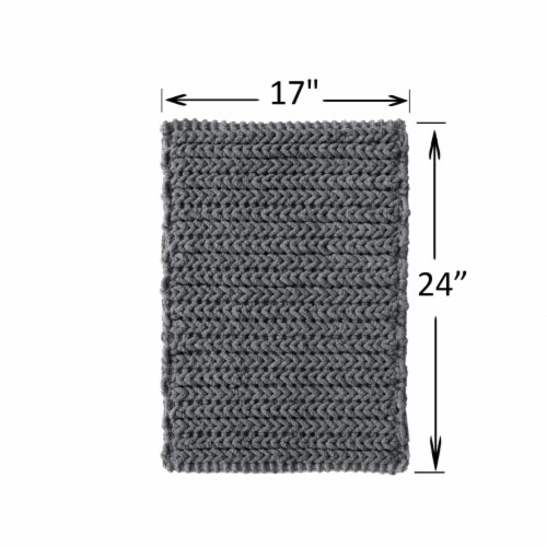Madison Park Lasso 100% Cotton Chenille Chain Woven Stitch Bathroom Rug - Non Slip - Perspective: top