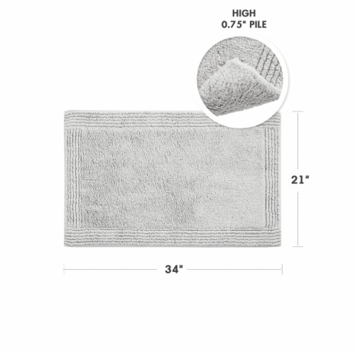 MADISON PARK SIGNATURE Cotton Tufted Reversible Bath Rug with Grey MPS72-473 Perspective: top