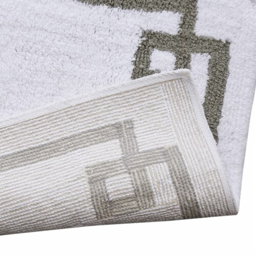 Madison Park Glam Cotton Tufted Bath Rug with White Finish MP72-7332 Perspective: top