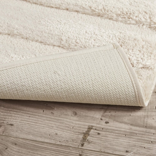 Madison Park Tufted Pearl Channel Washable Bath Mat, Casual Solid Mildew Resistant Shower Perspective: top