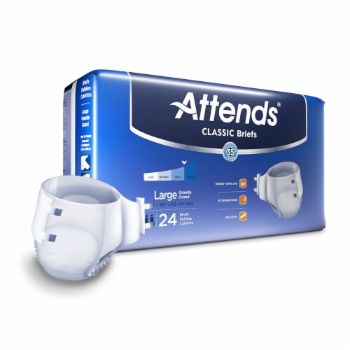 Attends Classic Adult Incontinence Brief L Heavy Absorbency BRB30, Heavy to Severe, 24 Ct Perspective: top