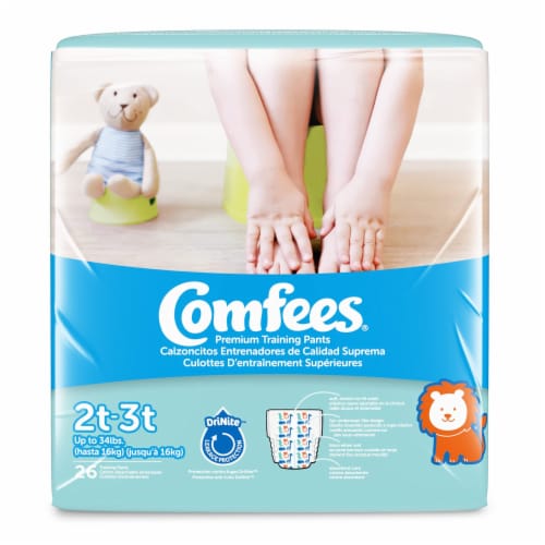 Comfees Toddler Toddler Training Pants Size 2T to 3T Up to 34 lbs. CMF-B2, 26 Ct Perspective: top