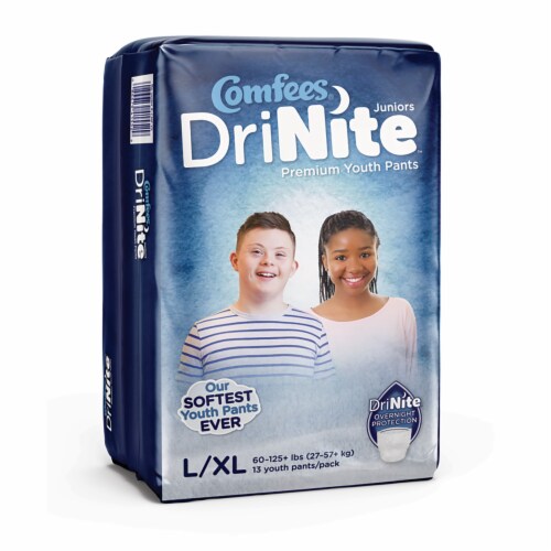 Comfees DriNite Juniors Youth Underwear Large / X-Large 60 to 125 lbs. 20 Ct Perspective: top