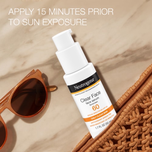 Neutrogena Clear Face Serum Sunscreen Broad Spectrum SPF 60+, Fragrance-Free with Green Tea Perspective: top