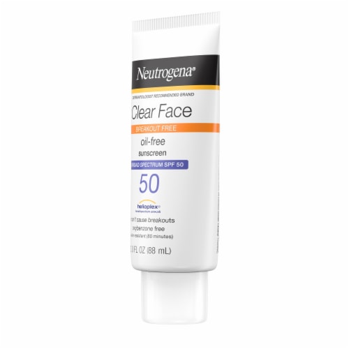 Neutrogena Clear Face Facial Sunscreen for Acne-Prone Skin SPF 50 UVA/UVB Protection Perspective: top