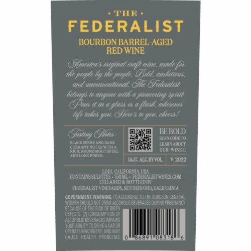 The Federalist Red Blend Aged in Bourbon Barrels for 6 Months California Wine Perspective: top