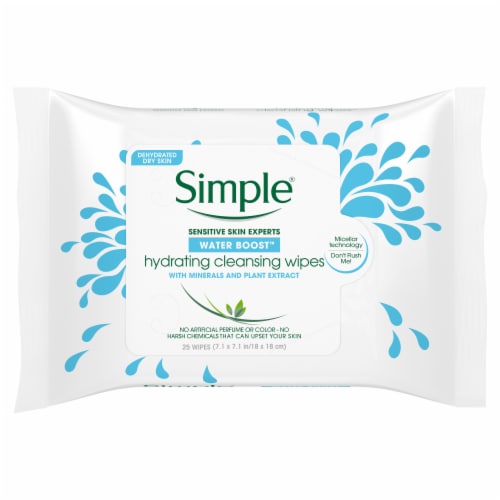 Simple® Water Boost™ Hydrating Cleansing Wipes Perspective: top