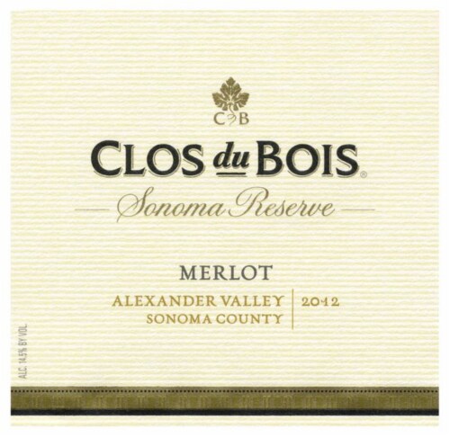 Clos du Bois Sonoma Reserve Merlot Red Wine Perspective: top