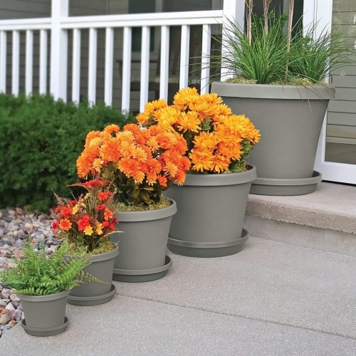 Bloem TR1683 16 in. Terra Pot Planter, Pebble Stone Perspective: top