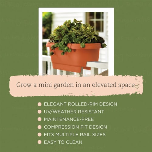 Fiskars 24 in. Clay Deck Rail Planter Perspective: top