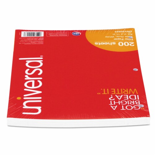 Universal® Filler Paper, 3-Hole, 8.5 X 11, Wide/legal Rule, 200/pack UNV20923 Perspective: top