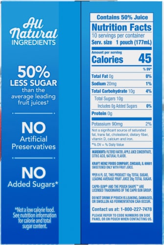 Capri Sun Refreshers Awesomely Apple Juice Drink Pouches Perspective: top