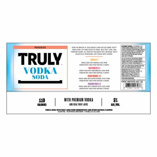 TRULY Vodka Soda Ready to Drink Cocktail Paradise Variety Pack Perspective: top