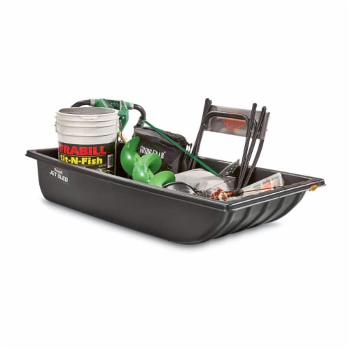 Shappell Laker JS1 Jet Molded Polyethylene Ice Fishing Snow Sled with Runners - Black Perspective: top