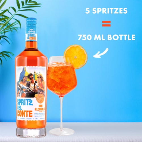 Spritz Del Conte Non-Alcoholic Classico Italian Aperitif-Style Spritz Cocktail Perspective: top